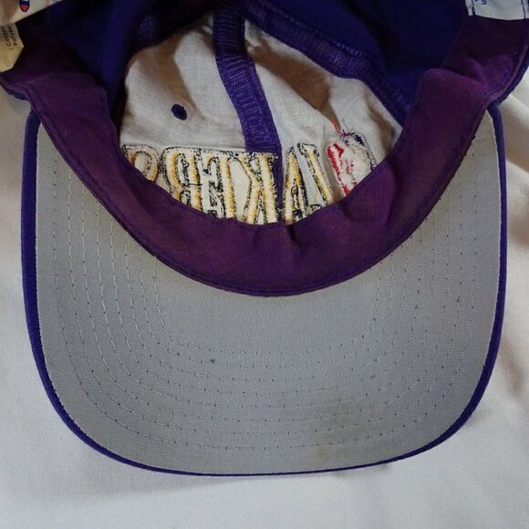 Vintage 90s Champions NBA Lakers Basketball Men Purple Adjustable Hat Cap - Picture 5 of 9